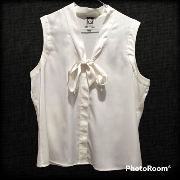 Anne klein White Tie-neck top - Picture 2 of 8